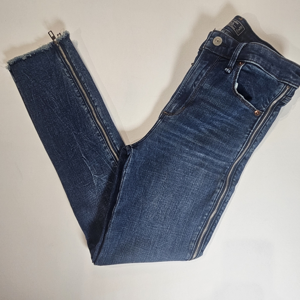Abercrombie & Fitch Womens Jeans 27/4 High Rise‎ Super Skinny Leg Ankle Side Zip